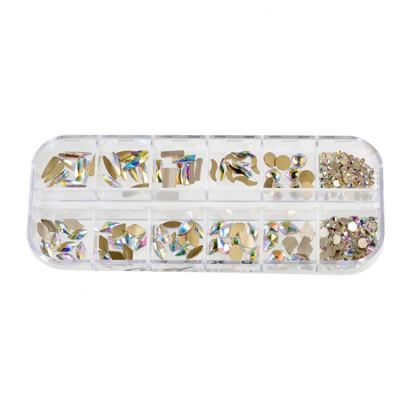 AD Beads 300 Pieces Flat Back Gems 11 shapes Crystal Rhinestones 12 Sizes Rhinestones for Crafts Nail Face Art Clothes Shoes Bags DIY( Clear AB) - Image 2